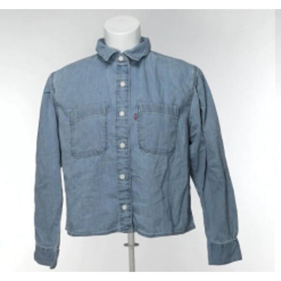 Levi's Button Down Collared Long Sleeve Top Blue XS - Picture 1 of 5